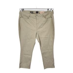 NYDJ jeans tan Sheri Rivet side slit slim ankle size 24W